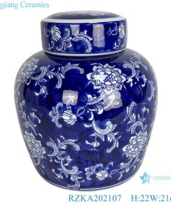 RZKA202107 Blue and white porcelain twinning flower pot storage jars with blue background