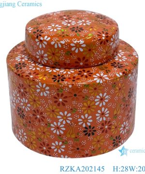 RZKA202145 Classic Orange family rose flower pattern medium ceramic storage jars pot