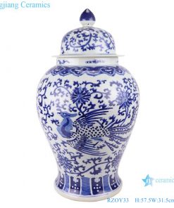 RZOY33 Antique blue and white porcelain Storage ginger jars dragon pattern with lids