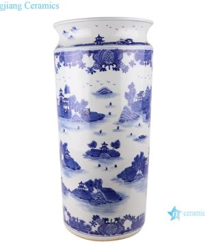Blue and white wutong landscape pattern umbrella stand