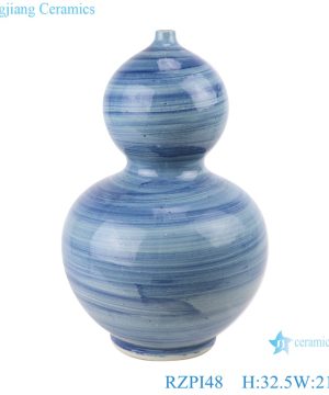 RZPI48 Chinese handmade ceramic blue striped decorative gourd vases