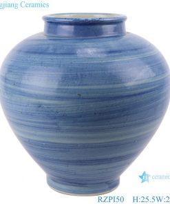 RZPI50 Chinese handmade craft porcelain vase blue striped home decoration storage jars