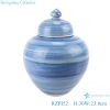 RZPI52 Chinese handmade Craft porcelain blue striped design porcelain pots storage jar with lid