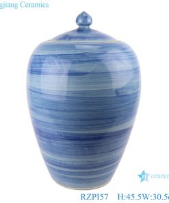RZPI57 Antique Jingdezhen handmade ceramic blue striped pot decoration storage jars