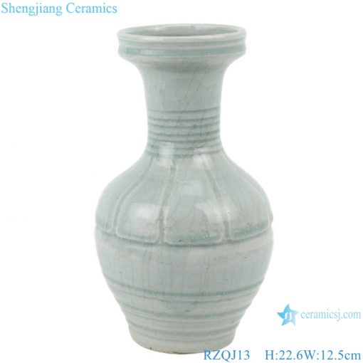 RZQJ13 Jingdezhen hand made plain color porcelain light grey glazed ceramic vase home decor
