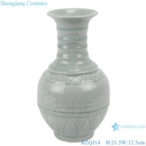 RZQJ14 Antique solid color vase light grey glazed hand made ceramic vase for home deco