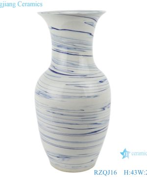 RZQJ16 Modern white color glazed blue line wave ceramic vases for home decoration