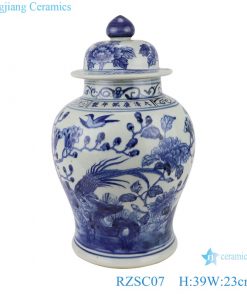 RZSC07 Antique blue and white ceramic storage ginger jar for home decoration
