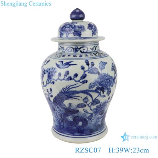 RZSC07 Antique blue and white ceramic storage ginger jar for home decoration