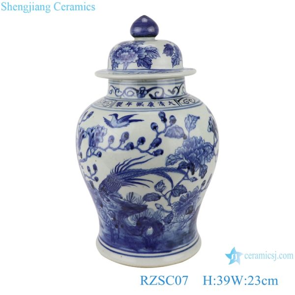 RZSC07 Antique blue and white ceramic storage ginger jar for home decoration