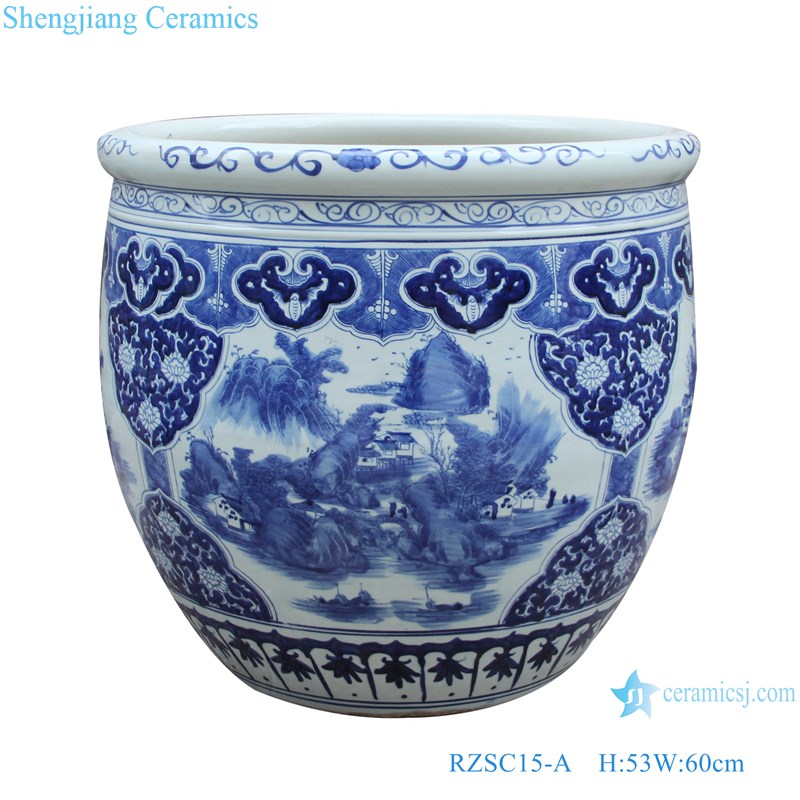 RZSC15-A Antique Blue and white porcelain landscape design ceramic big pots