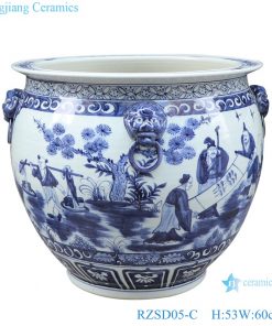 RZSD05-C Jingdezhen handmade blue and white ceramic pot ceramic tank garden pond