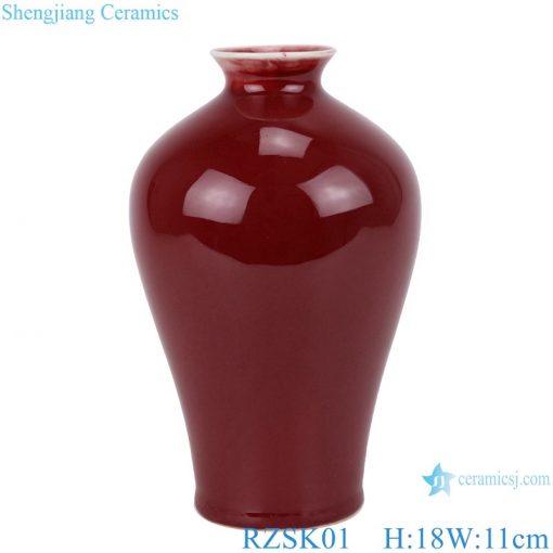 RZSK01 Chinese red glaze small tabletop vase for home decoration