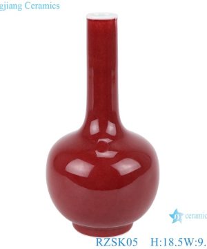 RZSK05 Chinese red glazed ceramic globular vase for home deco
