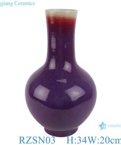 Lang red glaze kiln variable glaze blue celestial ball shape ceramic flower vase