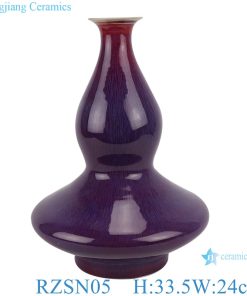 Lang red glaze Porcelain kiln variable glaze blue flat belly gourd vases flower pot