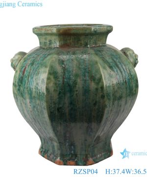 RZSP04 Antique jingdezhen ceramics green color for decoration pot porcelain jar