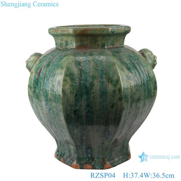 RZSP04 Antique jingdezhen ceramics green color for decoration pot porcelain jar