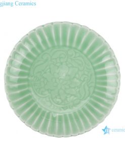 RZSW01 Pea green porcelain plate with trimmed edges