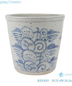 RZSX03 Blue and white porcelain freehand flower ceramic pot small pot
