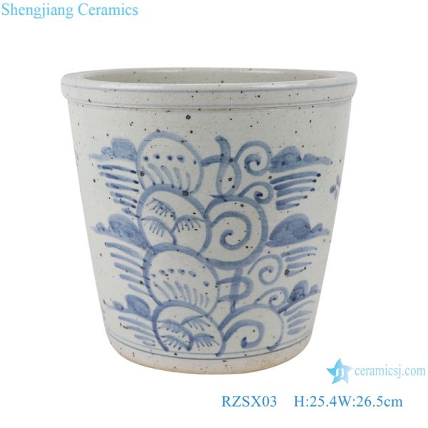 RZSX03 Blue and white porcelain freehand flower ceramic pot small pot