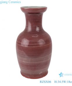 RZSX06 Chinese Handmade color red glaze low fishtail ceramic vase