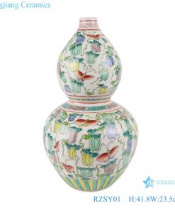 RZSY01 Colorful  pastel pumpkin and butterfly design ceramic gourd vase