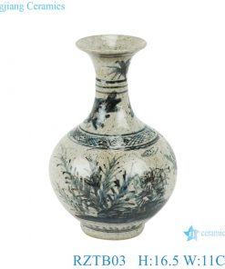 RZTB03 Antique blue and white hand drawing  flower and bird pattern ceramic small vase